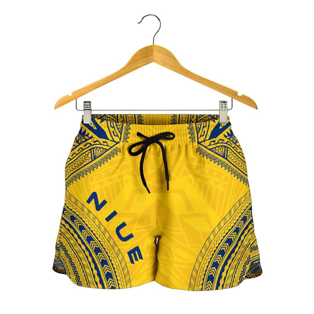 Niue Women's Shorts - Polynesian Chief Flag Version Women White - Polynesian Pride