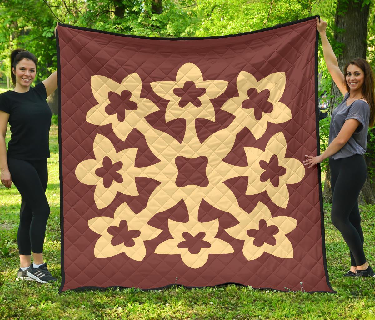 Hawaiian Premium Quilt Royal Pattern - Coral - A1 Style Coral - Polynesian Pride