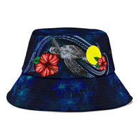Palau Polynesian Bucket Hat - Blue Turtle Hibiscus - Polynesian Pride