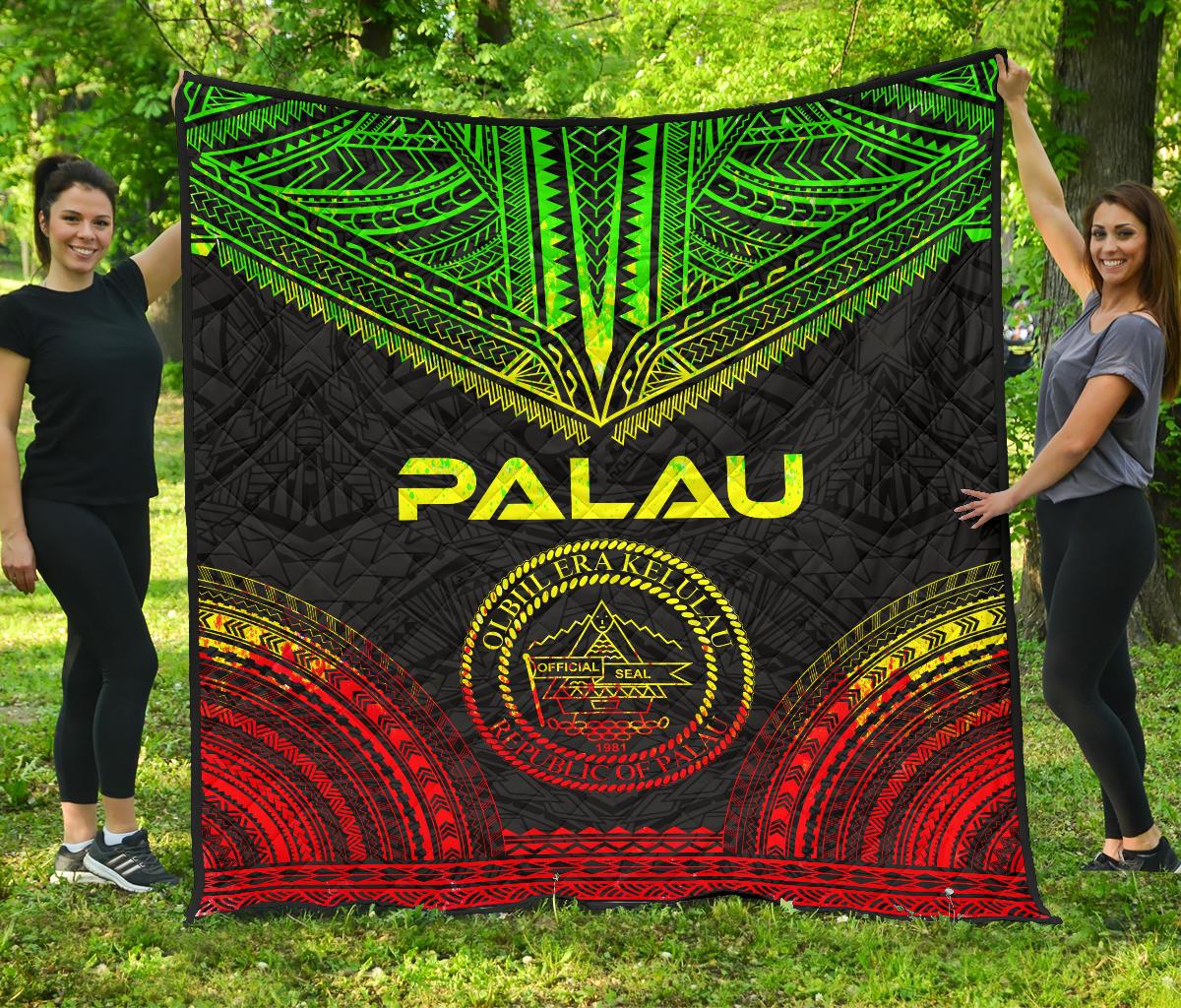 Palau Premium Quilt - Palau Seal Polynesian Chief Reggae Version - Polynesian Pride