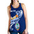 Guam Personalised Women's Racerback Tank - Guam Seal Polynesian Patterns Plumeria (Blue) - Polynesian Pride