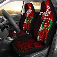 Pohnpei Micronesia Car Seat Covers - Coat Of Arm With Hibiscus Universal Fit Red - Polynesian Pride