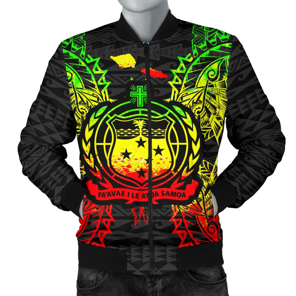 Samoa Polynesian Men's Bomber Jacket Map Reggae Reggae - Polynesian Pride