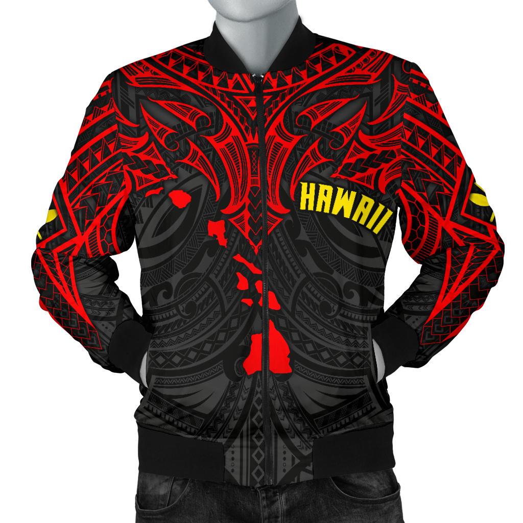 Polynesian Hawaii Men's Bomber Jacket - Polynesian Whale Tail Red - Polynesian Pride