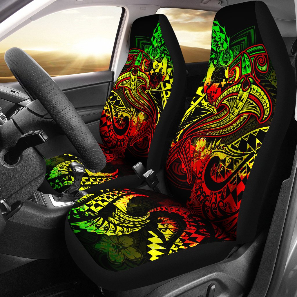 Tonga Car Seat Covers - Reggae Shark Polynesian Tattoo Universal Fit Reggae - Polynesian Pride