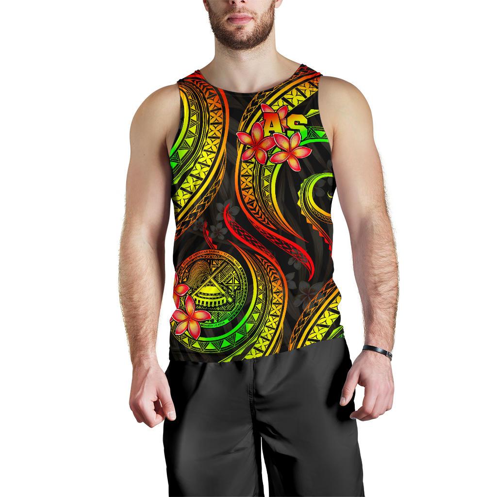 American Samoa Polynesian Men Tank Top - Reggae Plumeria - Polynesian Pride