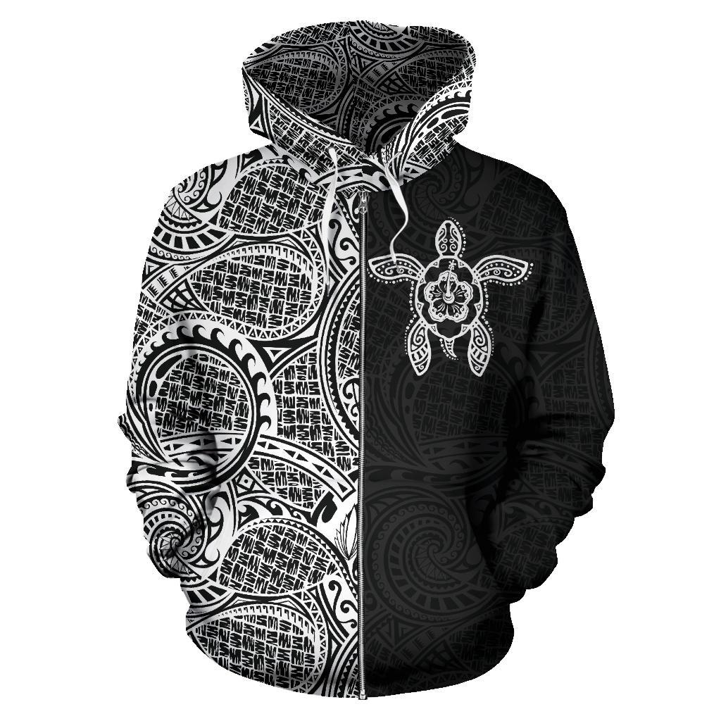 Turtle Hoodie Zip up Polynesian Half Style 04 - Polynesian Pride