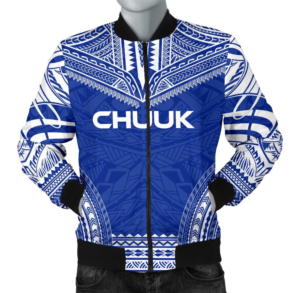 Chuuk Flag Polynesian Chief Men's Bomber Jacket Blue - Polynesian Pride