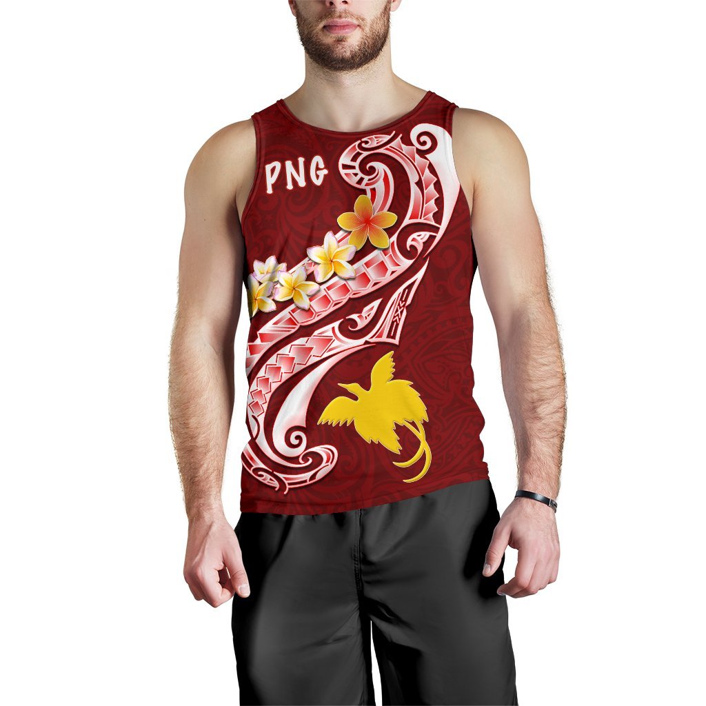 Papua New Guinea Men's Tank Top - PNG Seal Polynesian Patterns Plumeria - Polynesian Pride