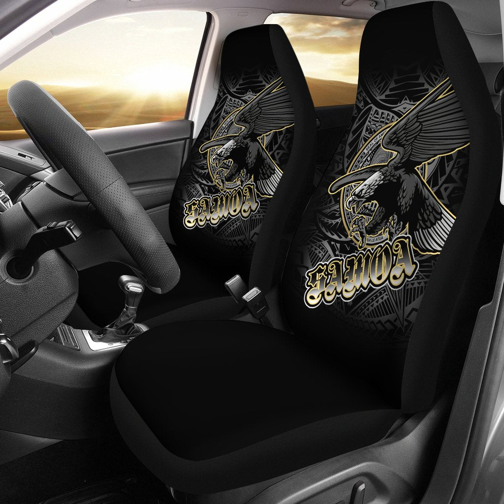 American Samoa Eagle Car Seat Covers - American Samoa Seal Universal Fit Black - Polynesian Pride