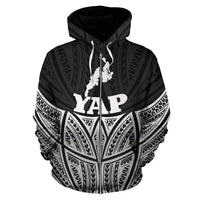 Yap Polynesian Zip up Hoodie Black Pride Map and Seal - Polynesian Pride