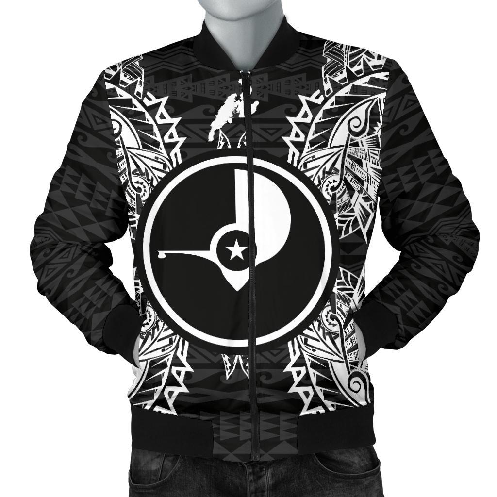 Yap Polynesian Men's Bomber Jacket Map Black Black - Polynesian Pride