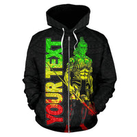 Chuuk Custom Zip up Hoodie Micronesia Chuukes Warrior Reggae - Polynesian Pride