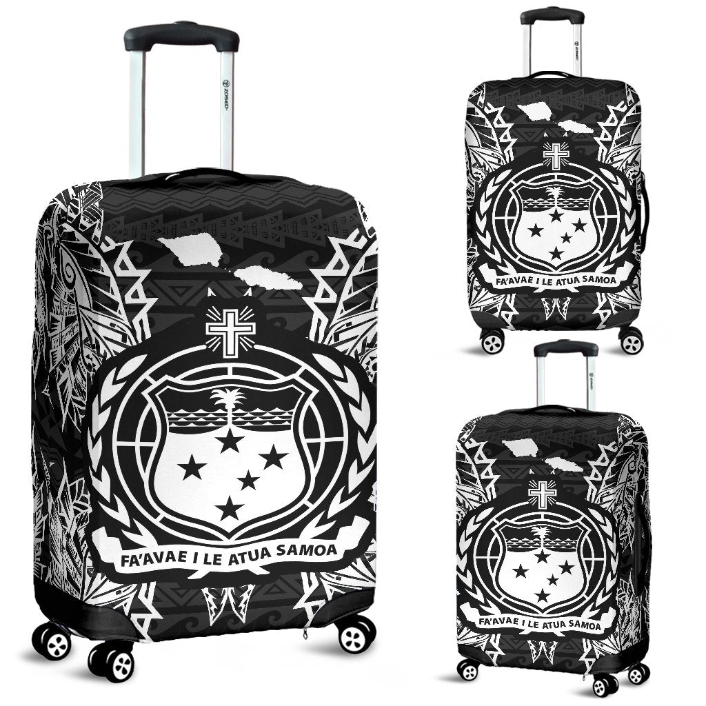 Samoa Polynesian Luggage Covers Map Black Black - Polynesian Pride