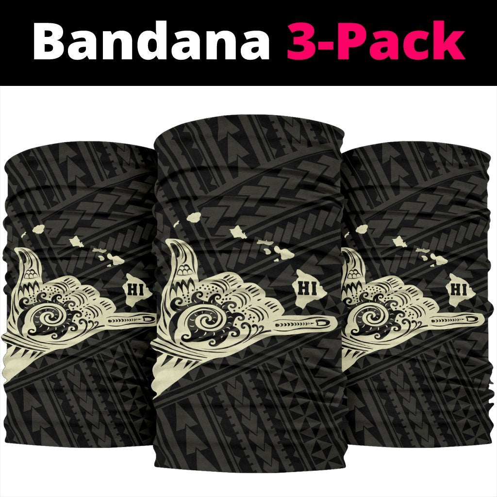 Polynesian Shaka Map Hawaii Bandana 3 - Pack - Beige - Polynesian Pride