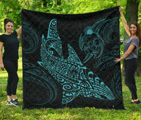 Polynesian Quilt - Polynesian Blue Shark Warrior Tattoo Blue - Polynesian Pride