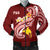 Papua New Guinea Men's Bomber Jacket - PNG Seal Polynesian Patterns Plumeria Red - Polynesian Pride