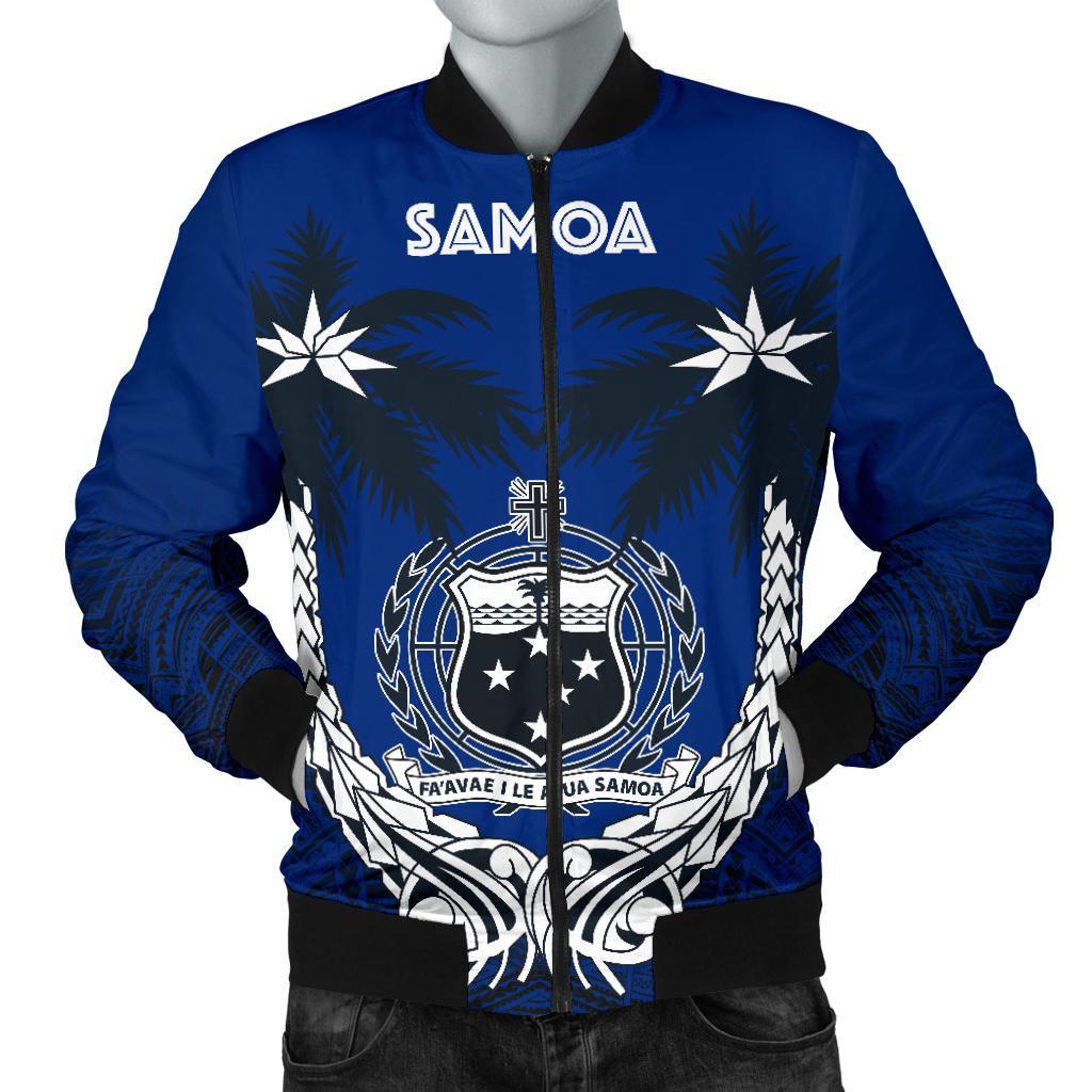 Samoa Polynesian Coconut Men's Bomber Jacket (Blue) Blue - Polynesian Pride