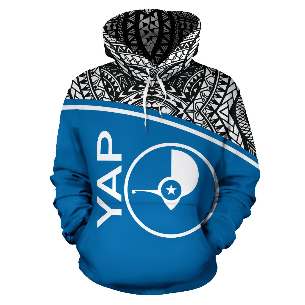 Yap All Over Hoodie Micronesia Curve Blue Style - Polynesian Pride