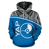 Yap All Over Hoodie Micronesia Curve Blue Style - Polynesian Pride