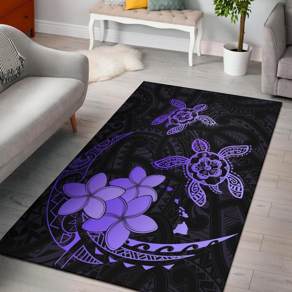 Hawaii Polynesian Turtle Plumeria Rug - Pog Style Purple Purple - Polynesian Pride