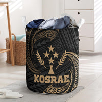 Kosrae Micronesia Laundry Basket - Gold Tribal Wave One Style One Size Black - Polynesian Pride