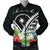 Chuuk Men's Bomber Jacket - Chuuk Coat of Arms & Polynesian Tropical Flowers White White - Polynesian Pride