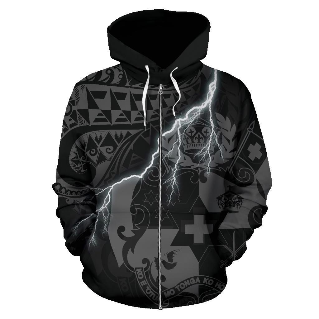 Tonga Polynesian Zip up Hoodie Lighting Thunder - Polynesian Pride