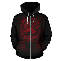 American Samoa Polynesian All Over Custom Zip up Hoodie Tribal Pattern - Polynesian Pride