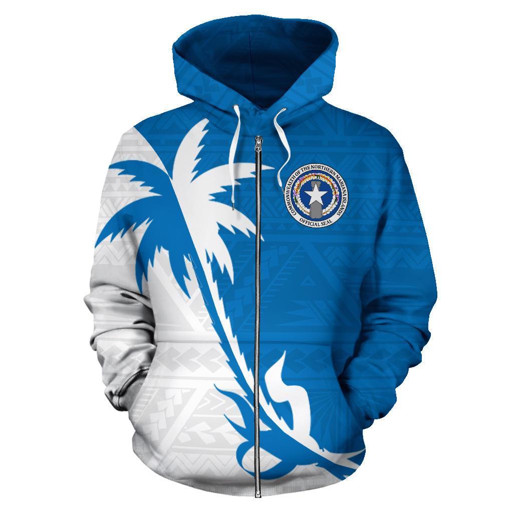 Northern Mariana Islands Zip up Hoodie Northern Mariana Islands Seal Flag Coconut Tree - Polynesian Pride