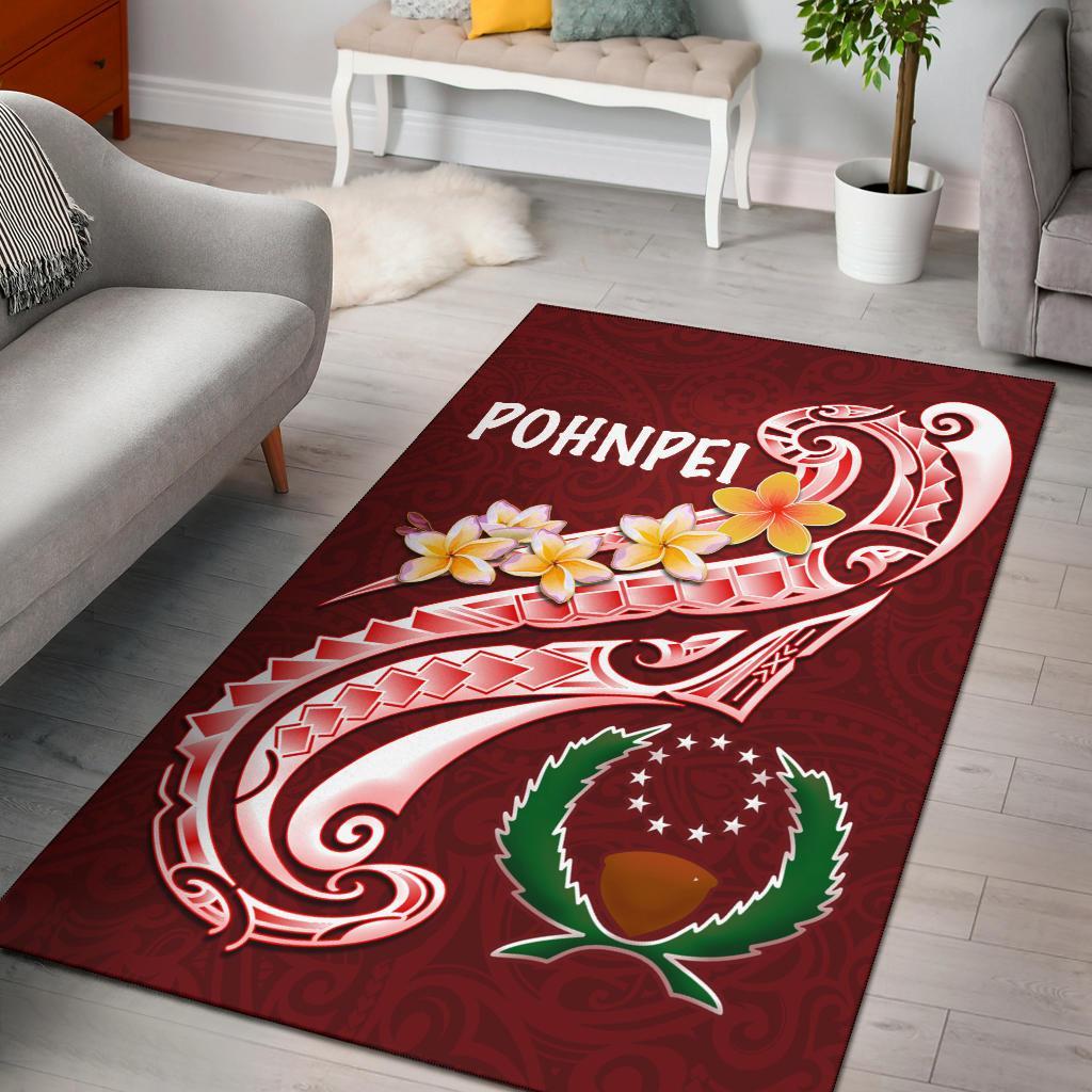 Pohnpei Area Rug - Pohnpei Seal Polynesian Patterns Plumeria Red - Polynesian Pride