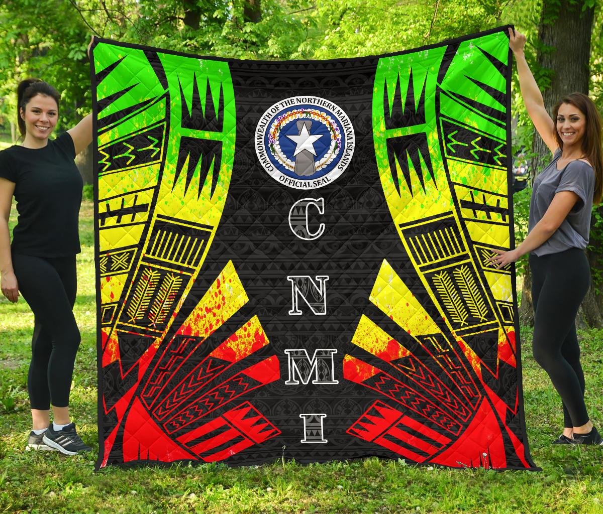 Northern Mariana Islands Premium Quilt - Northern Mariana Islands Seal Polynesian Reggae Tattoo - Polynesian Pride