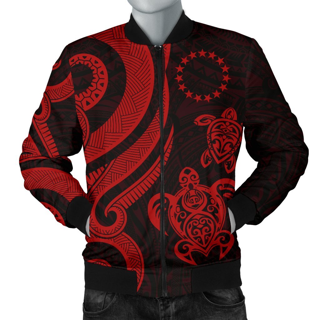 Cook Islands Men's Bomber Jacket - Red Tentacle Turtle Red - Polynesian Pride