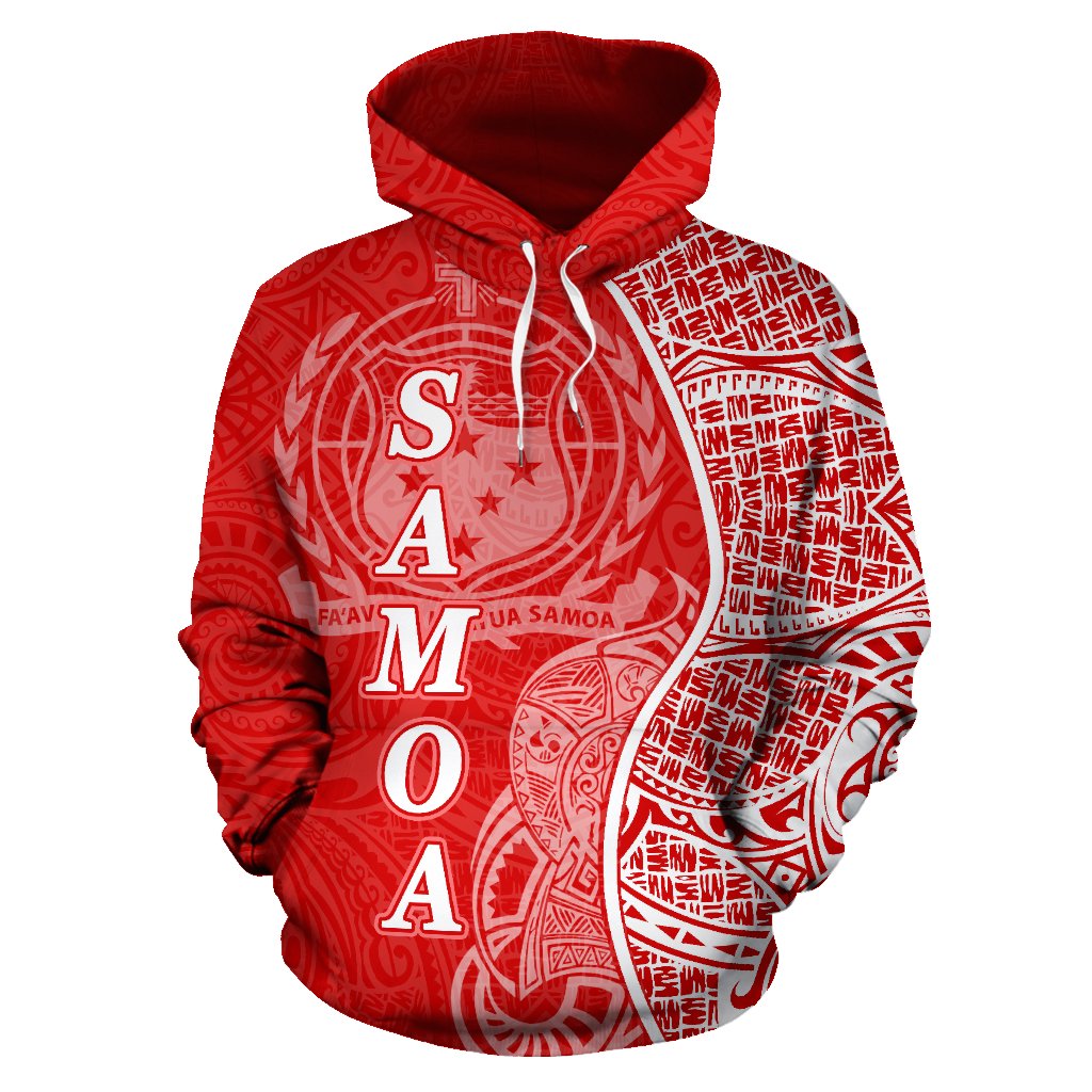 Samoa Polynesian Hoodie Coconut Tree Red nd White - Polynesian Pride