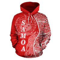 Samoa Polynesian Hoodie Coconut Tree Red nd White - Polynesian Pride