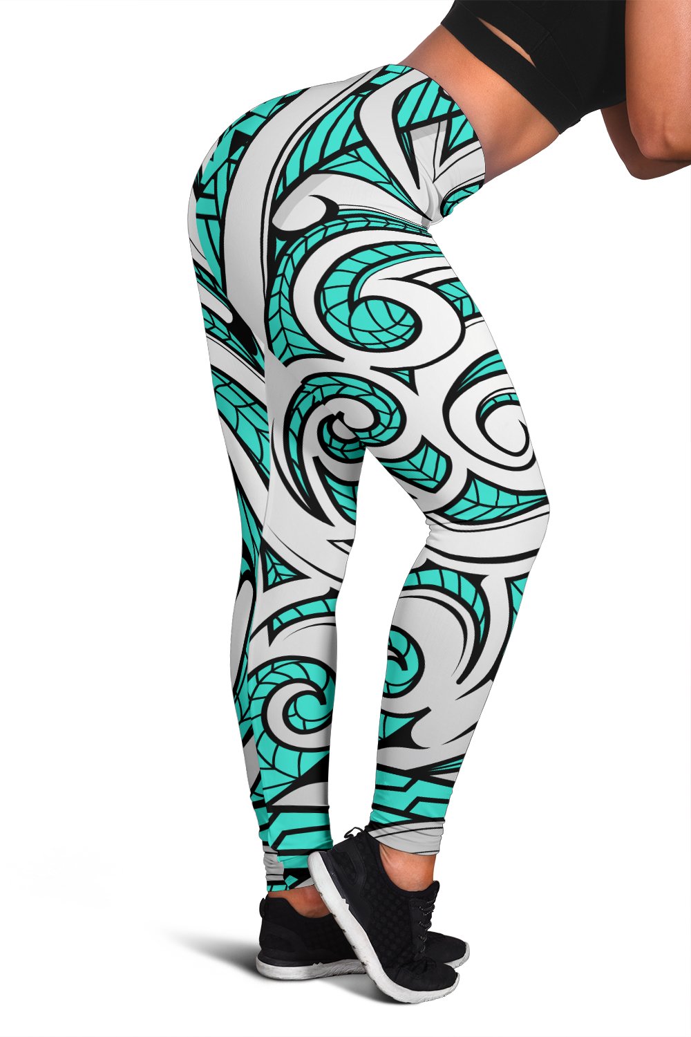 Polynesian Maori Ethnic Ornament Turquoise Hawaii Women's Leggings AH Turquoise - Polynesian Pride