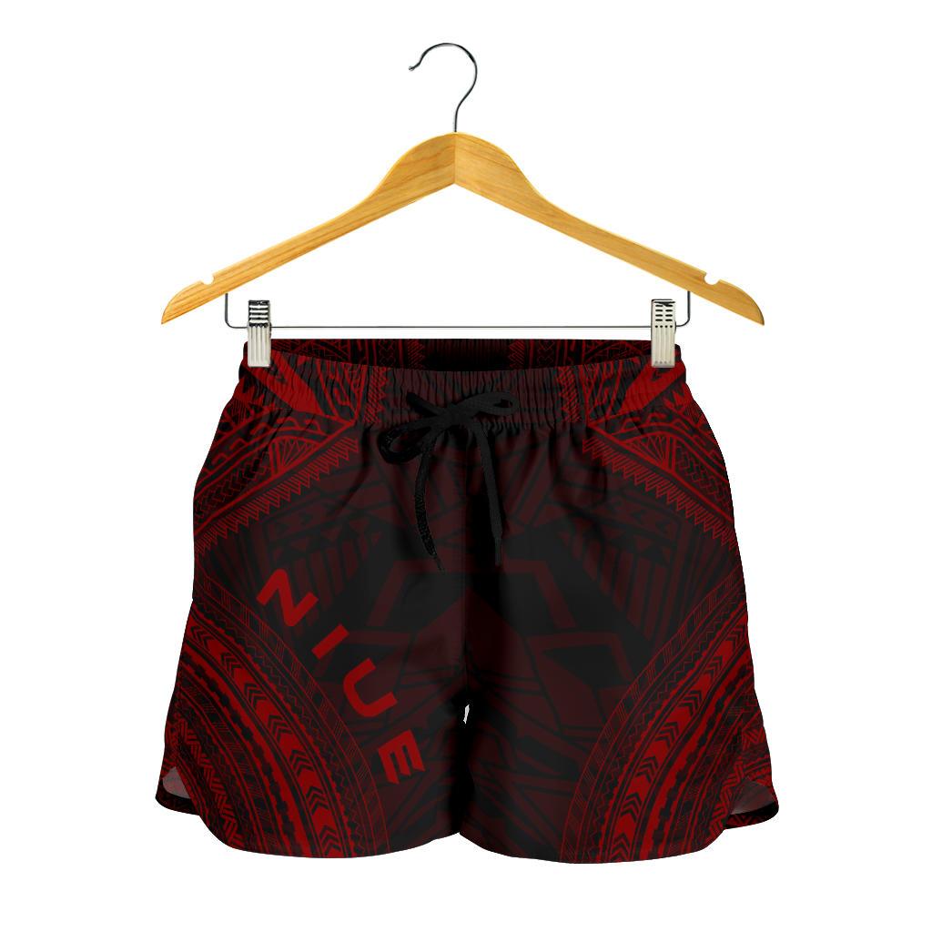 Niue Women's Shorts - Polynesian Chief Red Version Women Red - Polynesian Pride