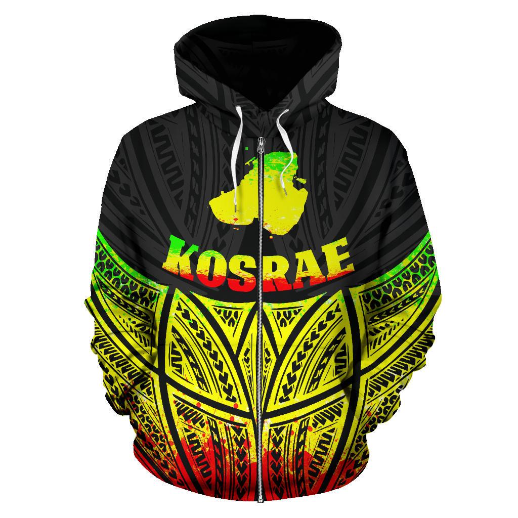 Kosrae Polynesian Zip up Hoodie Reggae Pride Map and Seal - Polynesian Pride