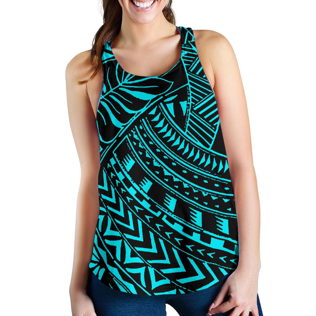 Polynesian Women Racerback Tank Top 38 Cyan - Polynesian Pride