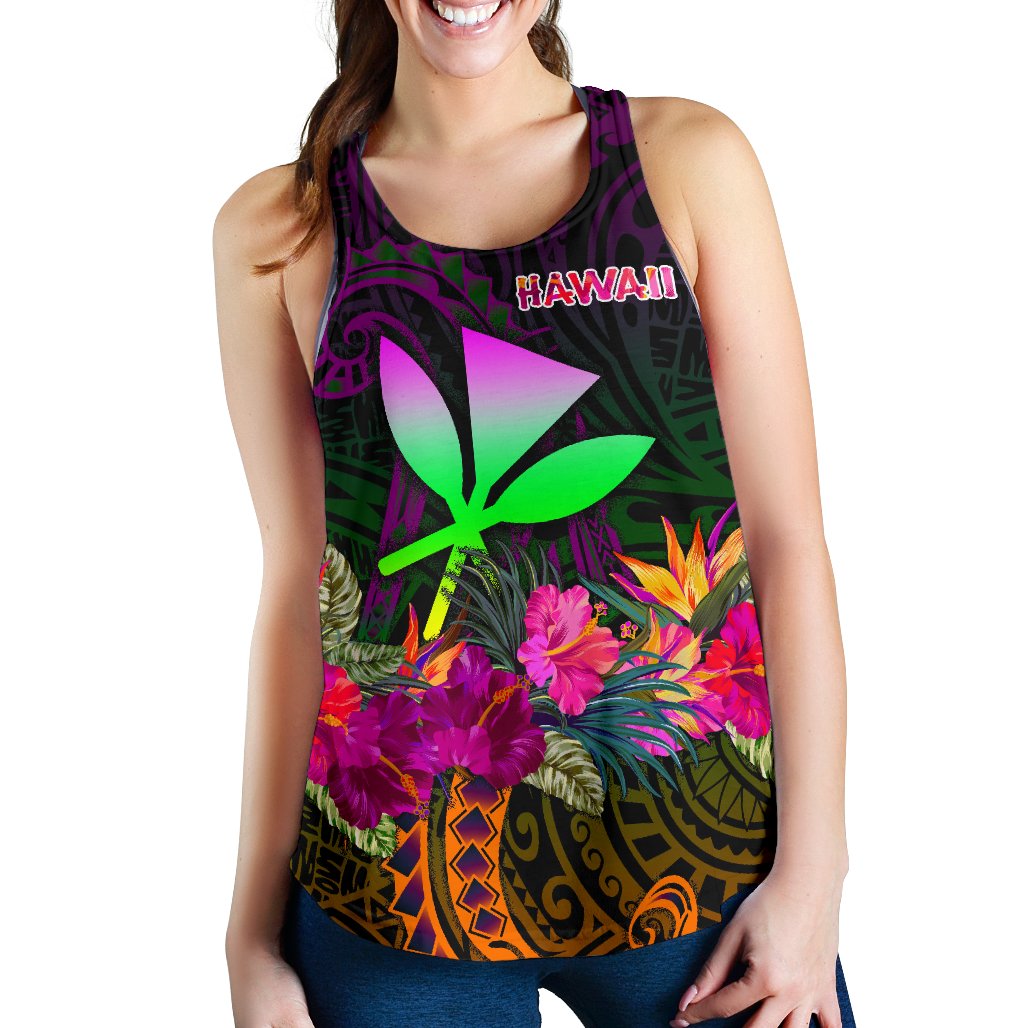 Polynesian Hawaii Kanaka Maoli Women's Racerback Tank - Summer Hibiscus - Polynesian Pride