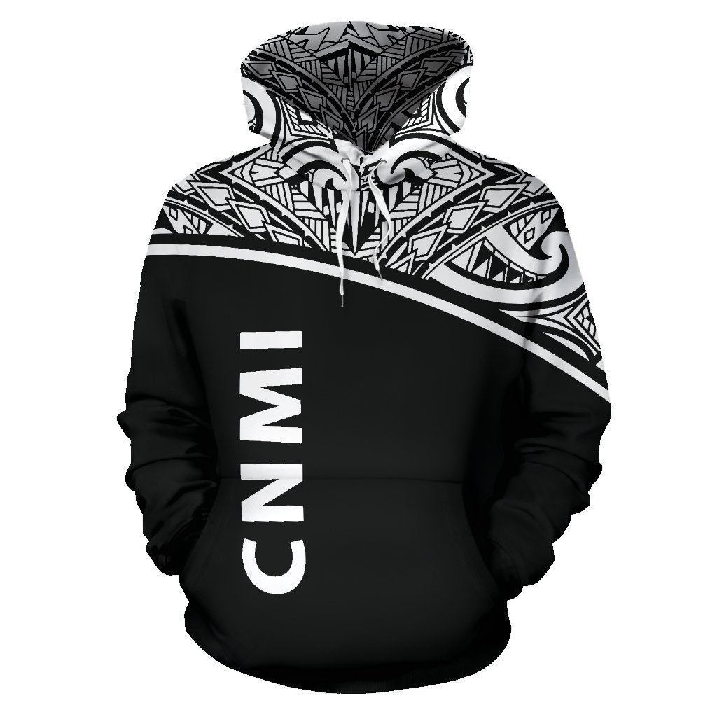 Northern Mariana Islands Polynesian All Over Hoodie Black Curve Version - Polynesian Pride