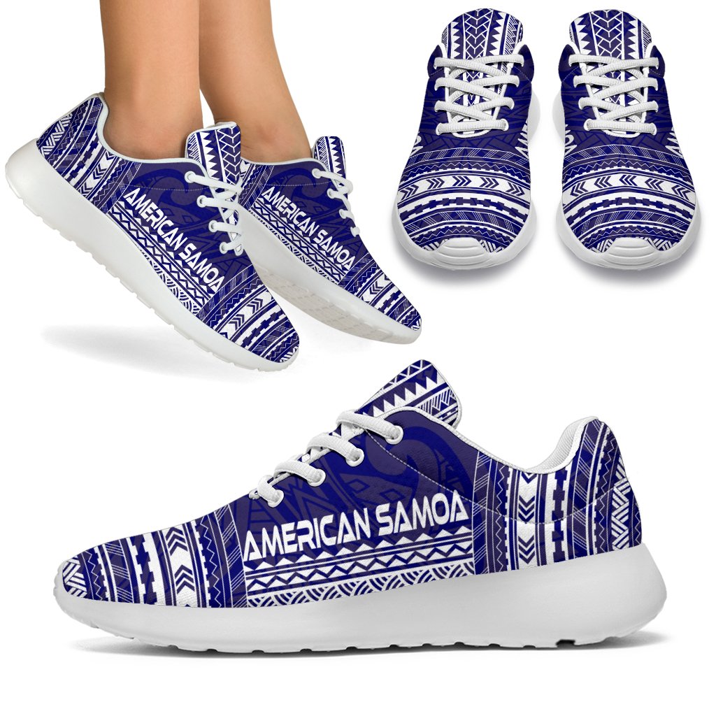 American Samoa Sporty Sneakers - Polynesian Chief Flag Version White - Polynesian Pride