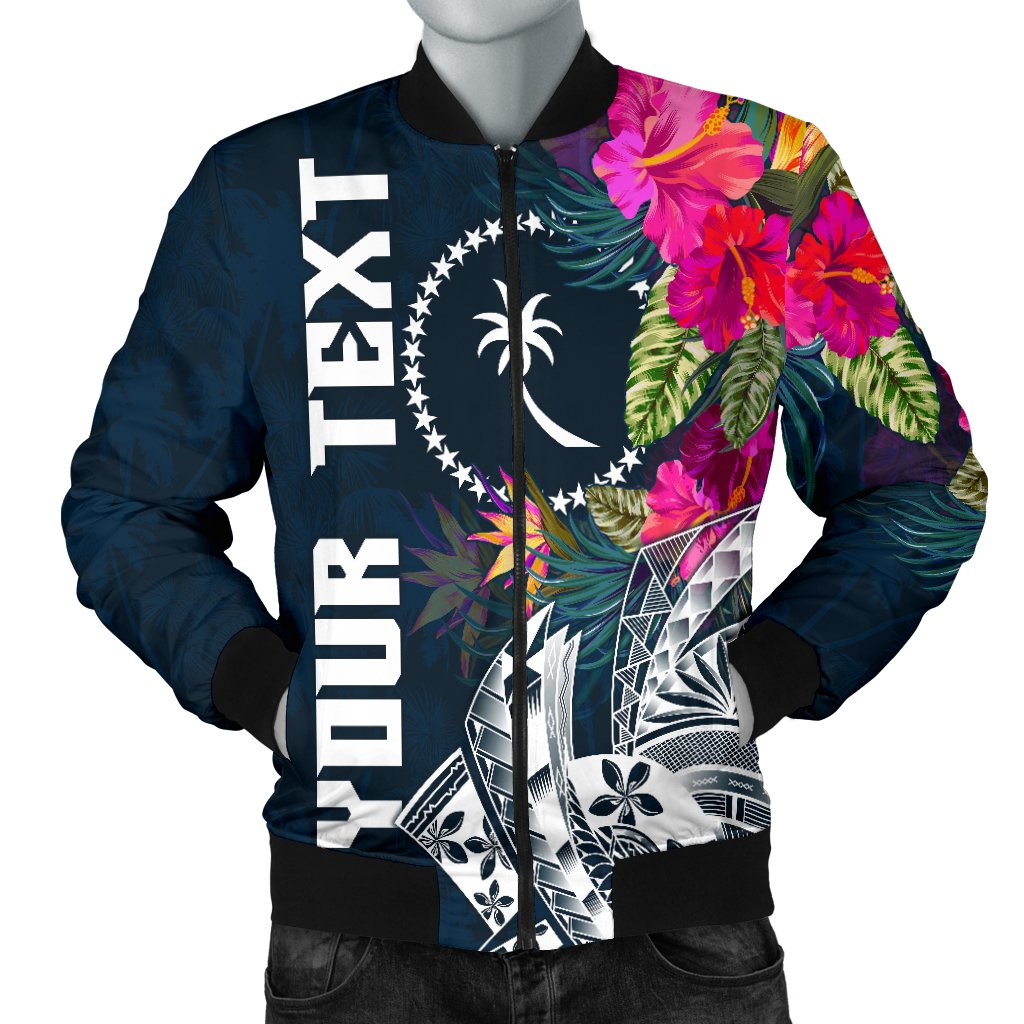 Chuuk Custom Personalised Men's Bomber Jacket - Summer Vibes Blue - Polynesian Pride