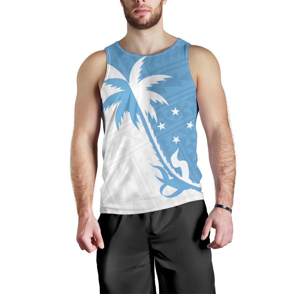 Federated States of Micronesia Coconut Tree Men's Tank Top K4 Blue - Polynesian Pride