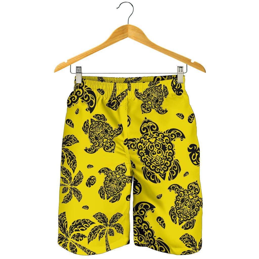 Polynesian Turtle Palm And Sea Pebbles Yellow Men's Short - Polynesian Pride