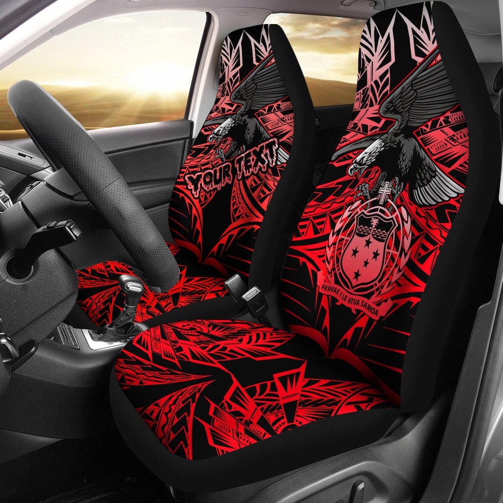 Samoa Polynesian Custom Personalised Car Seat Covers - Eagle Tribal Pattern Red Universal Fit Red - Polynesian Pride