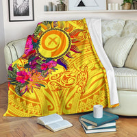 Polynesian Blankets - Vanuatu Symbols With Hibiscus White - Polynesian Pride
