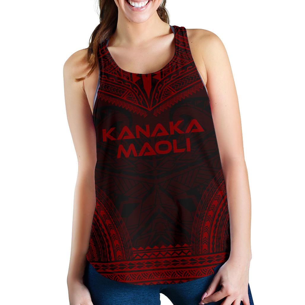 Kanaka Maoli Women's Racerback Tank - Polynesian Chief Red Version Red - Polynesian Pride