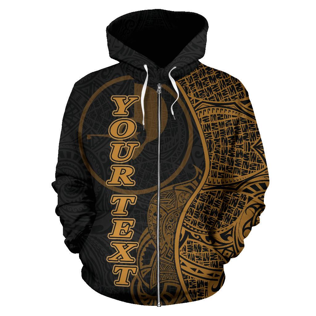 Yap Polynesian Custom Zip up Hoodie Coconut Gold - Polynesian Pride