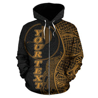 Yap Polynesian Custom Zip up Hoodie Coconut Gold - Polynesian Pride